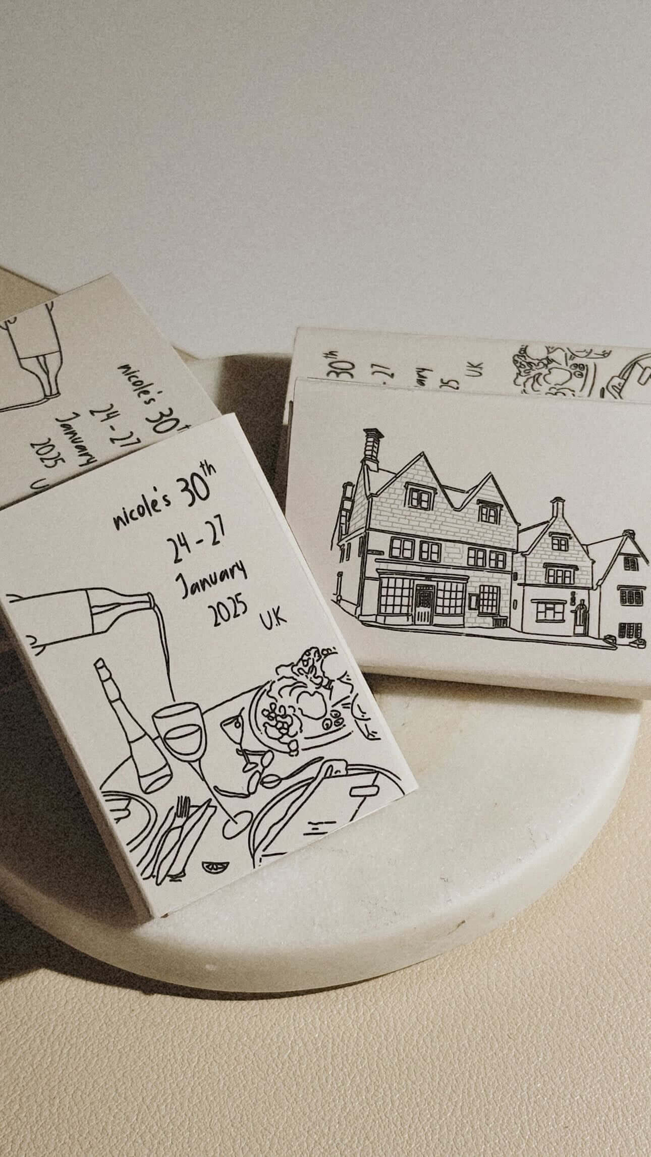 Custom Illustrated Matchboxes – Personalised Event Favors (UK Made)Elegant and personal, our custom illustrated matchboxes are perfect for weddings, events, or gifting — handcrafted in the UK with care and style.Custom Illustrated Matchboxes – UK Event Fa